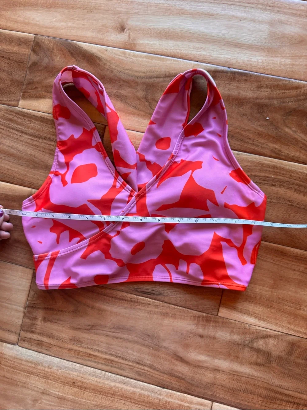 Nani Swimwear Pink and Red Abstract Sports Swim Top
